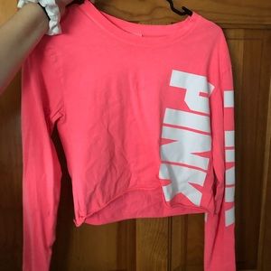 Pink cropped long sleeve shirt